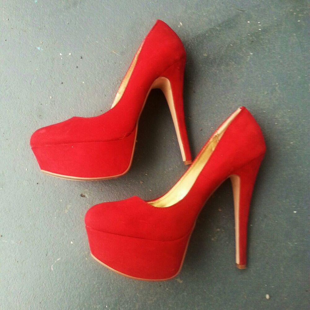 Red velvet high heels